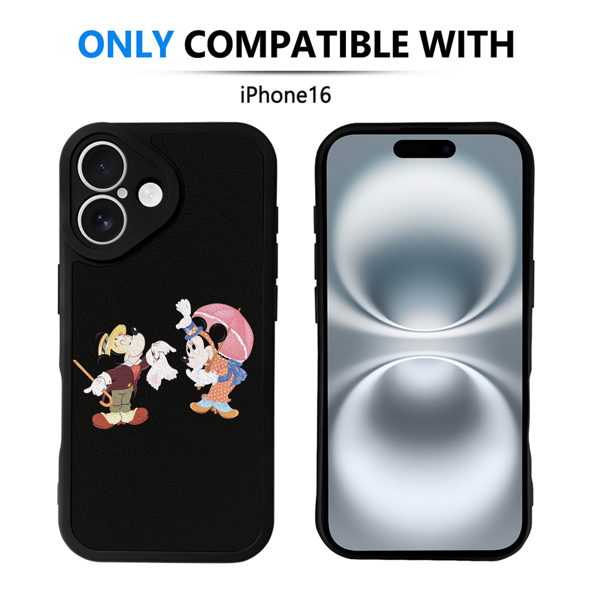 （画像用） ミッキーマウス Mickey Mouse 【iPhone 16シリーズ対応】シリコンスマホケース（レザー調） 材質：シリコン